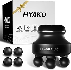HYAKO F1 4-Heads Handheld Electric Deep Tissue Body Massager – Portable Orbital Profession