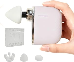 Mini Massage Gun, Portable Deep Tissue Muscle Massager with 4 Heads, Adjustable Speed &amp