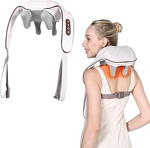 KppeX 4D Deep Cordless Neck Massager Pillow,Shiatsu Shoulder Massager,Leg and Back Pain Re