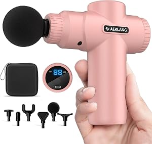 AERLANG Mini Massage Gun-Pink,Muscle Deep Tissue Massager Gun, Handheld Percussion Massage