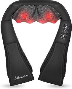 Snailax Shiatsu Neck and Shoulder Massager - Back Massager with Heat, Deep Kneading Electr