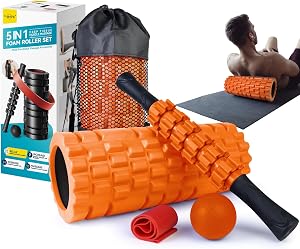 Krightlink 5 in 1 Foam Roller Set for Deep Tissue Muscle Massage, Trigger Point Fitness Ex