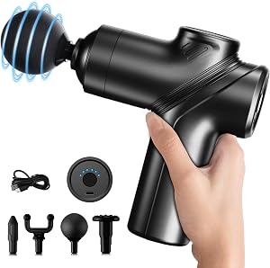 LEERCON Massage Gun Deep Tissue, Silent Motor and Portable Massage Gun with 4 Interchangea