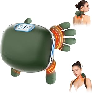 CottonHK Neck Massager with Heat, Bionic Deep Tissue Shiatsu Kneading, Cordless Rechargeab