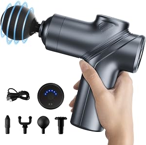 LEERCON Massage Gun Deep Tissue, Mini Portable Massage Gun with 4 Interchangeable Heads fo
