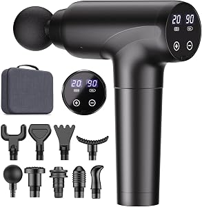 cotsoco Massage Gun Deep Tissue, Muscle Massage Gun with 9 Attachment Heads 20 Speeds &