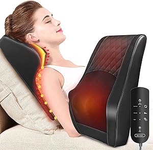 Boriwat Back Massager with Heat, 3D Kneading Massage Pillow for Back, Neck, Shoulder, Leg 