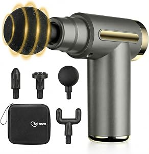 Jancane Mini Massage Gun, Deep Tissue Muscle Massager with 6 Speeds & 4 Heads, Super Q