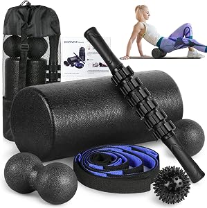 Foam Roller Set - High Density Back Roller, Muscle Roller Stick,2 Foot Fasciitis Ball, Str