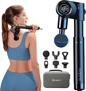 NAPRE Foldable Massage Gun with Extension Handle & 5 Adjustable Angles,Deep Tissue Bac